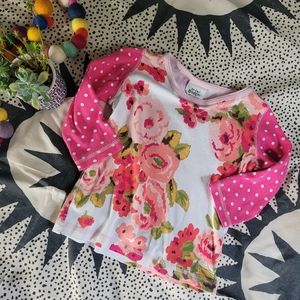 Mini boden floral polka Dot mixed print long sleeve shirt